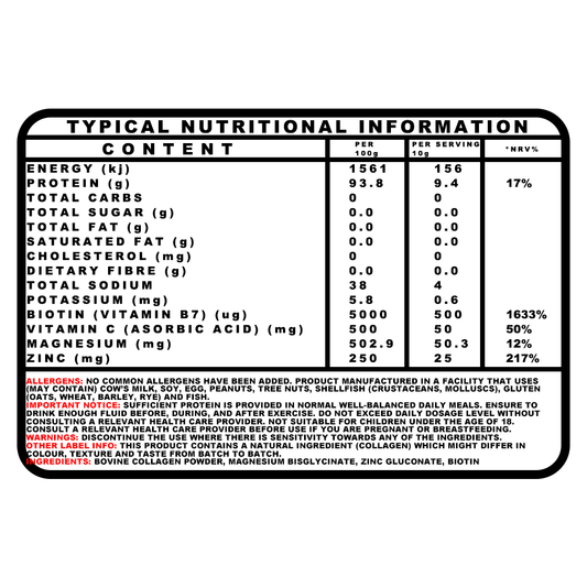 NLA NUTRITION - 100% PURE HYDROLYZED COLLAGEN